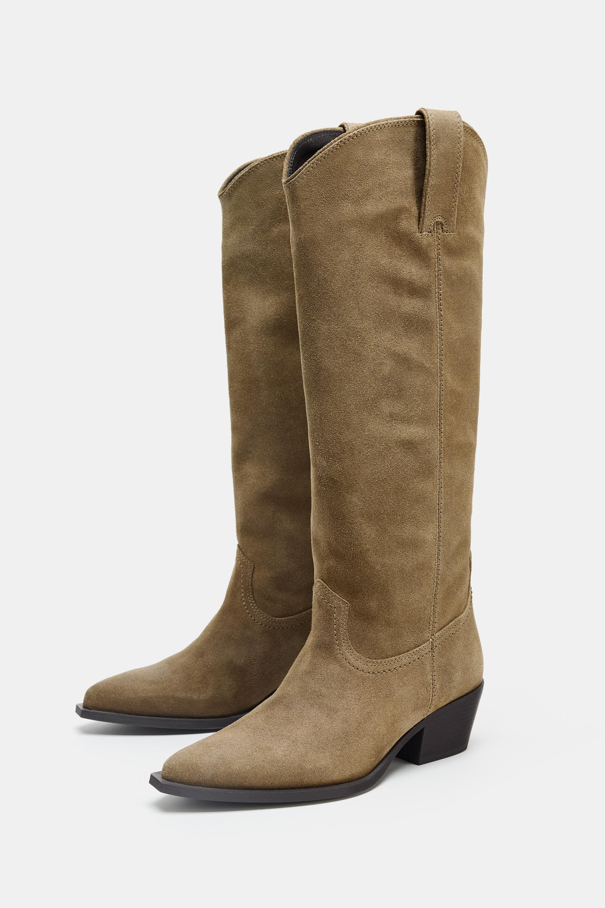 SPLIT LEATHER HIGH-HEELED BOOTS | Zara US