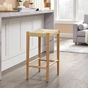 25.9-inch Woven Rope bar Stool, Made Paper Rope and Handmade, can be Used as Counter Stool, Woven... | Amazon (US)