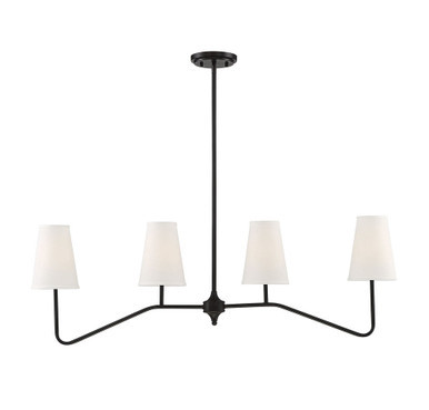 Linear Chandelier, 4-Light, Oil Rubbed Bronze, White Fabric Shade, 40"W (80409ED) | Lighting Reimagined