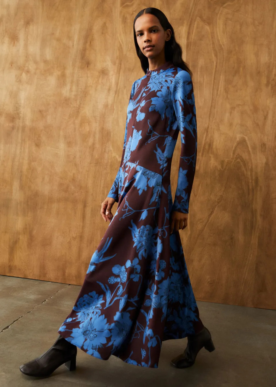 Scribbled Floral Print Maxi Dress | ME+EM US