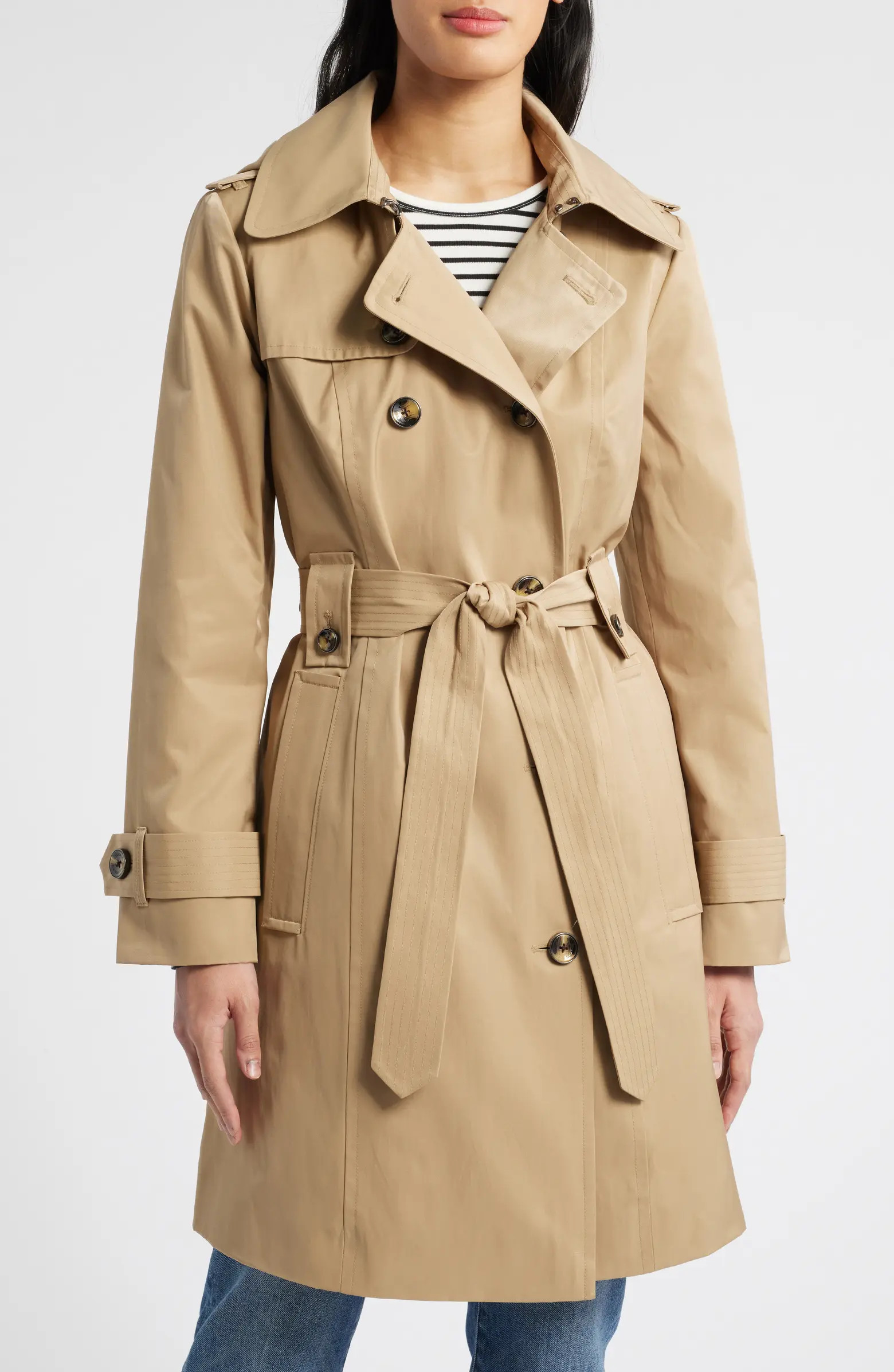 London Fog Missy Hooded Belted Trench Coat | Nordstrom | Nordstrom