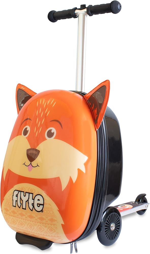 Flyte Scooter Suitcase Folding Kids Luggage – Frazer the Fox, 18 Inch Hardshell, Ride On with W... | Amazon (US)