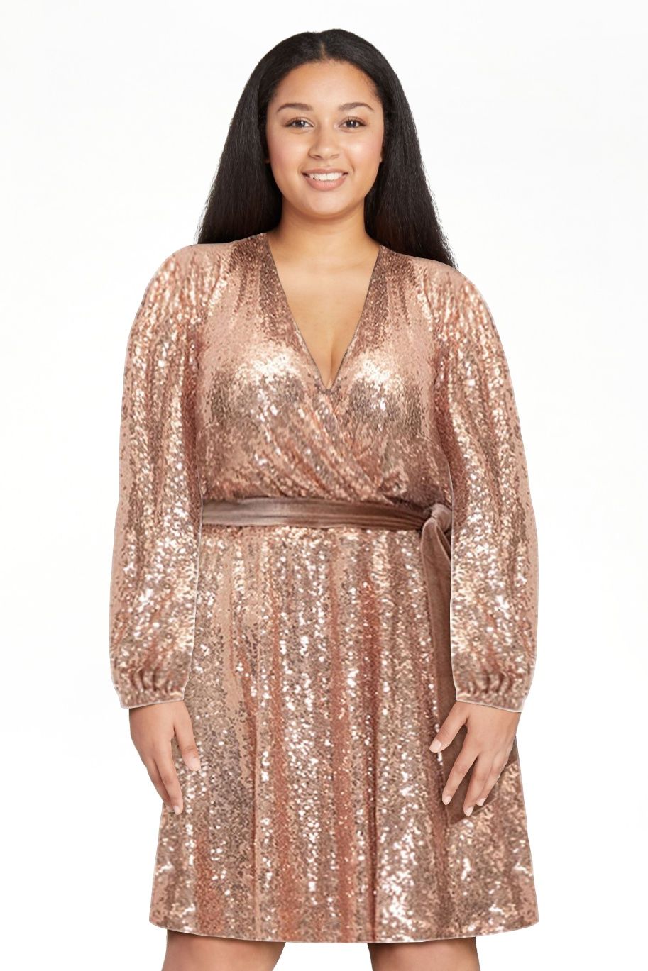 ELOQUII Elements Women's Plus Size Belted Sequin Wrap Dress | Walmart (US)