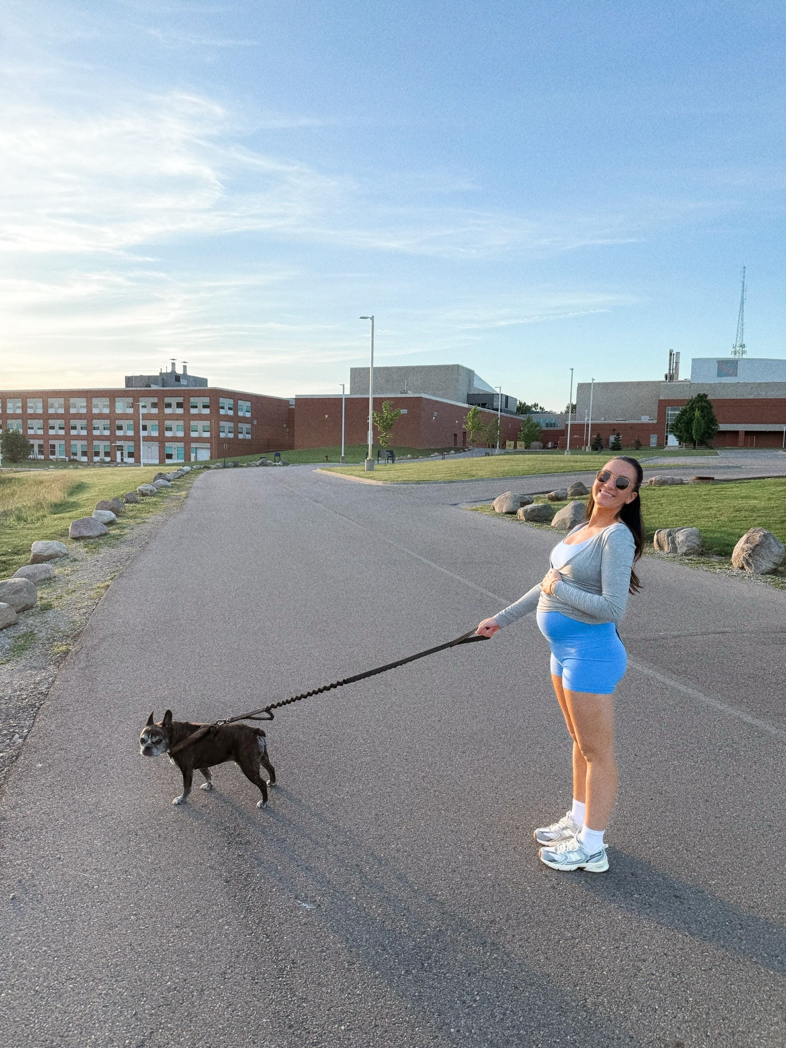 Medium in sports bra and shorts (sized up for pregnancy)
Small in wrap top

#LTKBump #LTKootd