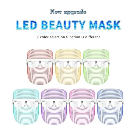 7 Colors Red Light Therapy Mask L-E-D Photon Skin Care Facial Rejuvenation Device Wrinkles Whitening | Walmart (US)