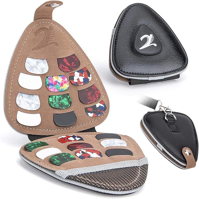 Guitar Picks Holder for Acoustic Electric Guitar, Variety Pack Picks Storage Pouch Box, PU leathe... | Amazon (US)