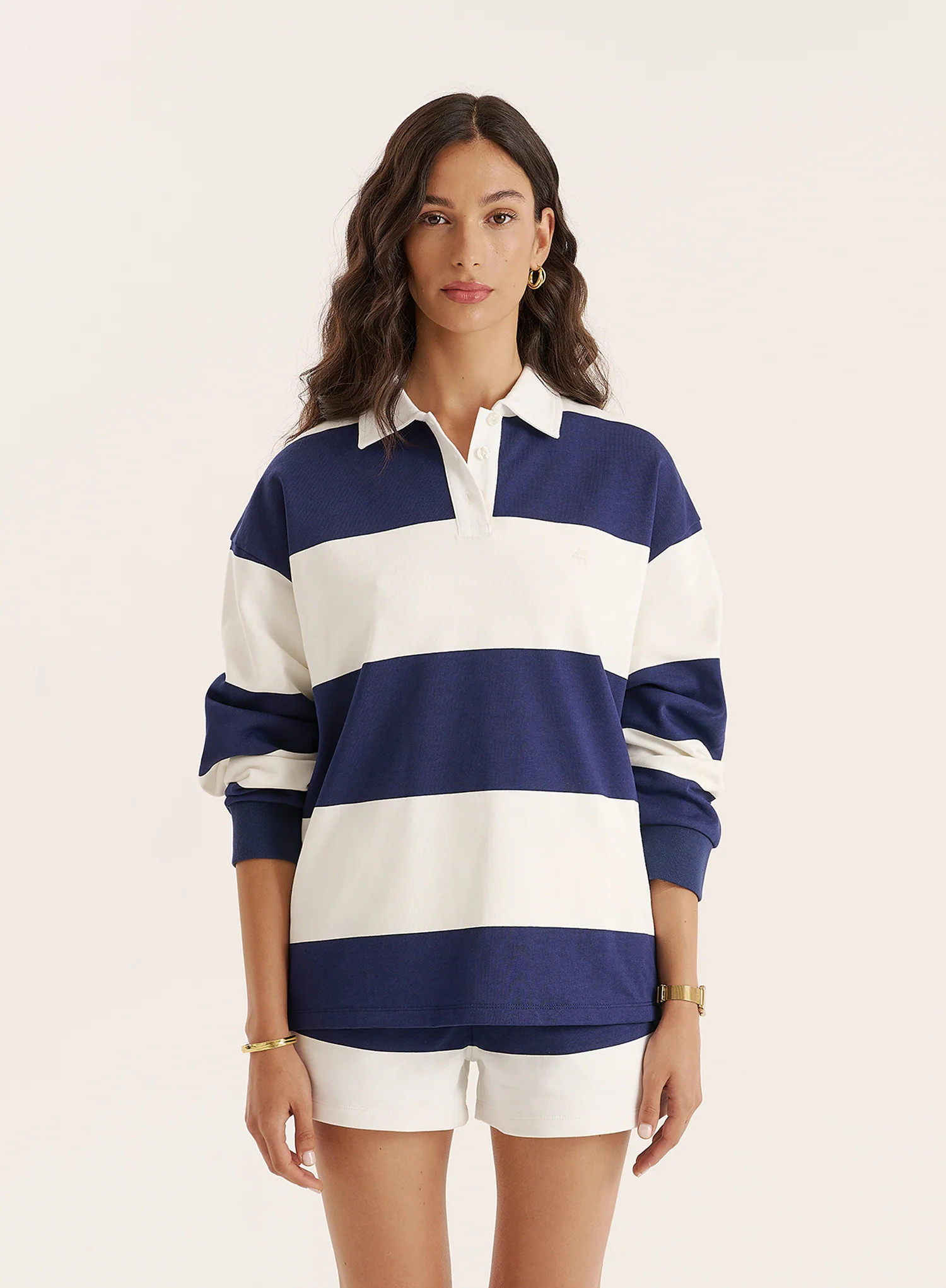 Navy And White Stripe Rugby Top- Alba | 4th & Reckless