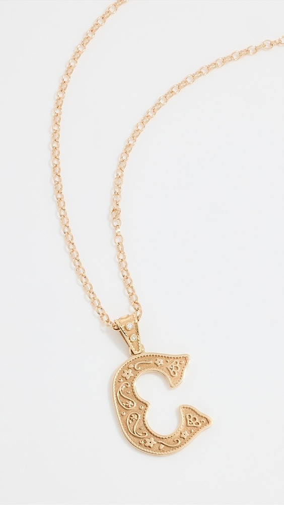 14k Small Southwestern Initial Charm 1.8 Rolo Chain For Charm  C | Shopbop