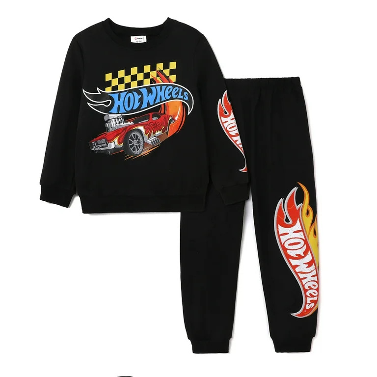 Hot Wheels Kids Boys 2 pcs Graphic Sweatshirt and Elasticized Pants 2 Pieces Outfit Sets Sizes 6-... | Walmart (US)