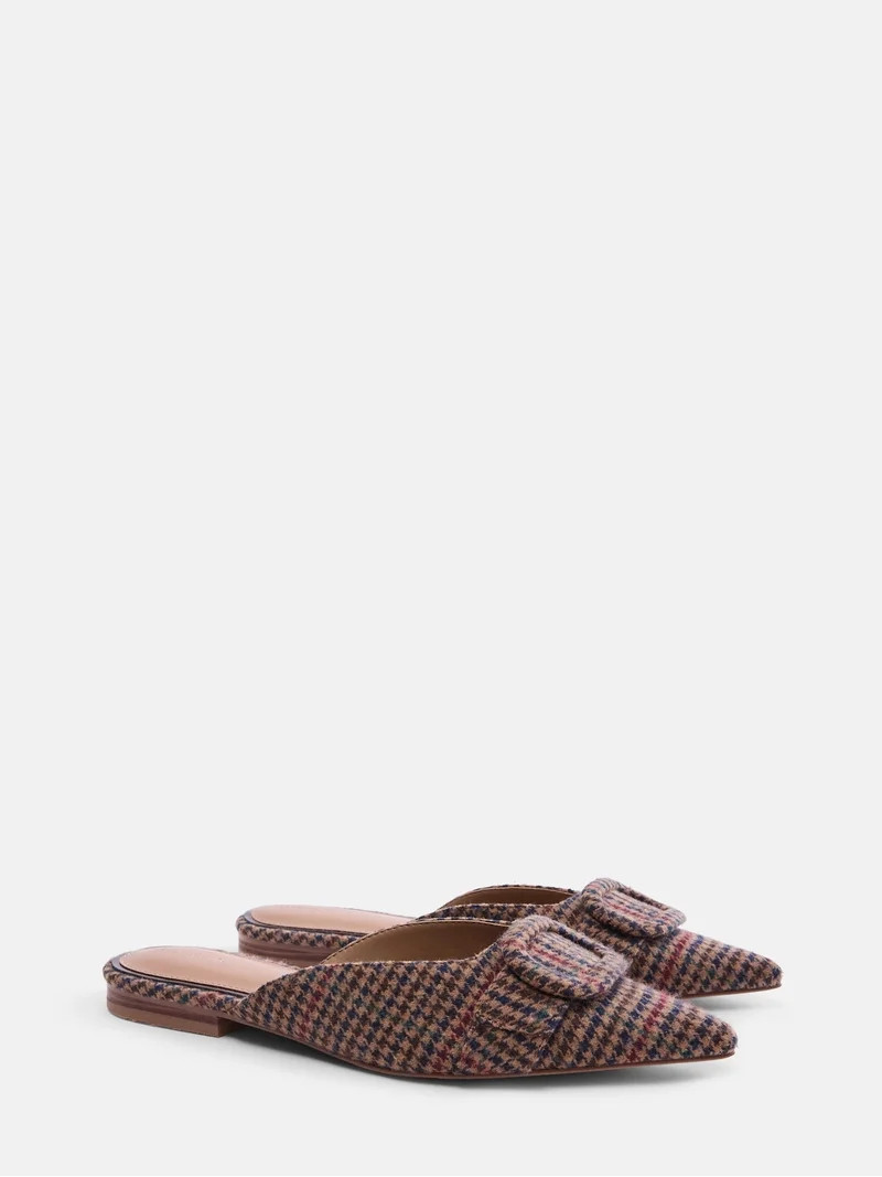 Free Assembly Women's Plaid Buckle Mules | Walmart (US)