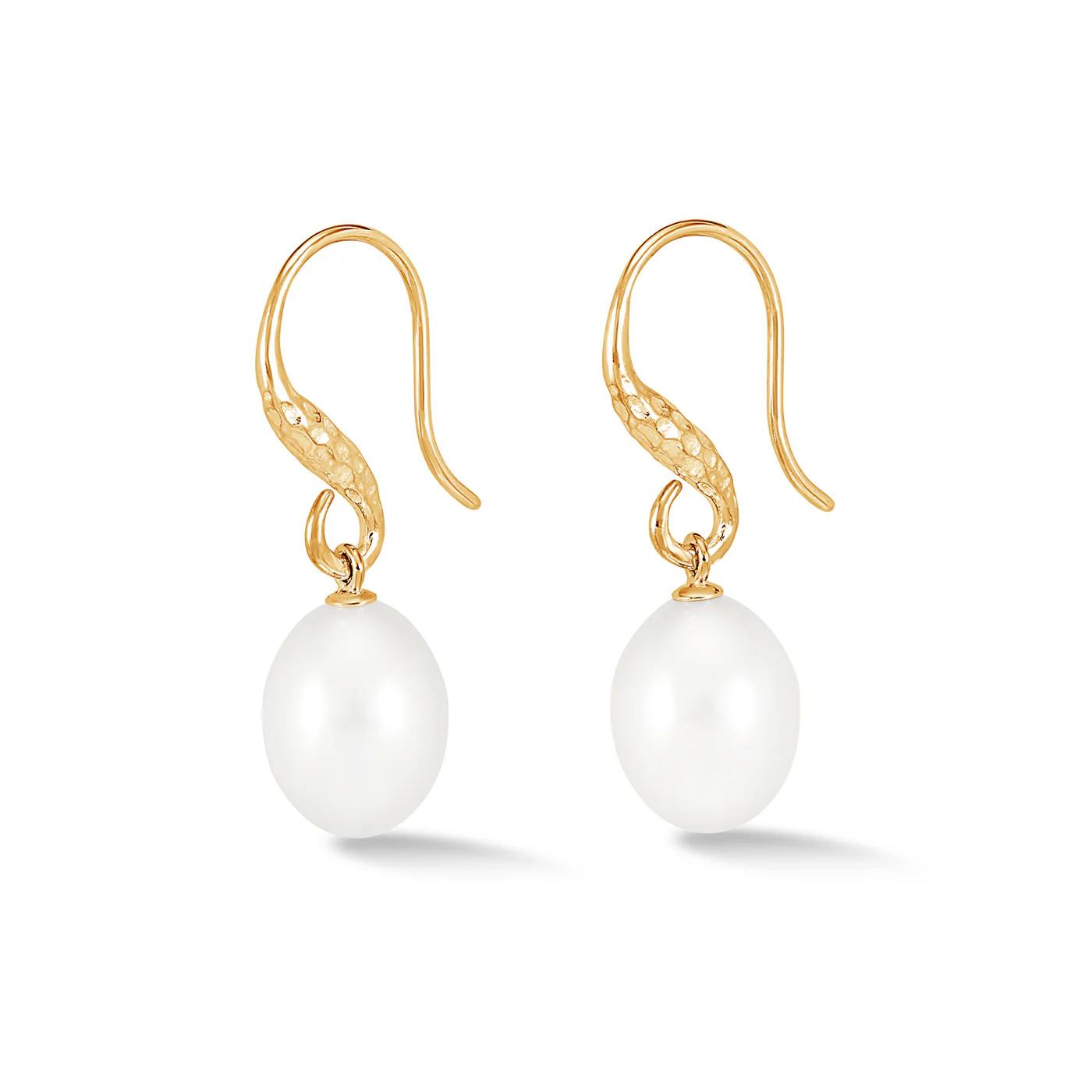 12mm Oval White Freshwater Pearl Drop Earrings | Dower & Hall