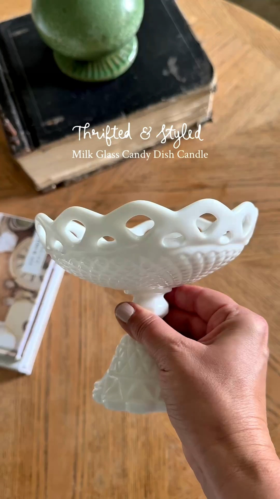 Candle sand turned this milk glass candy dish into a candle without leaving any wax behind! #vintagedecor #diycandle

#LTKHome