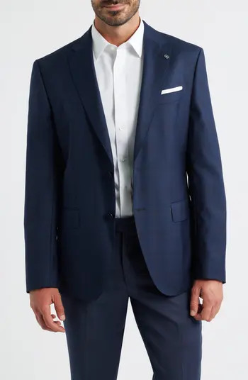 BOSS Hutson Slim Fit Navy Windowpane Check Wool Sport Coat | Nordstrom | Nordstrom