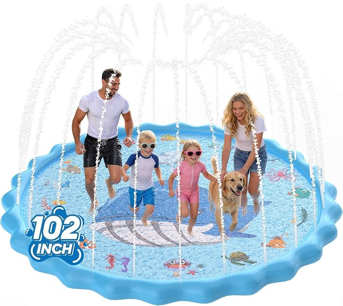 102" Splash Pad, Sprinkler & Splash Play Mat Toys for Kids Water Toys, Inflatable Wading Pool Ext... | Amazon (US)