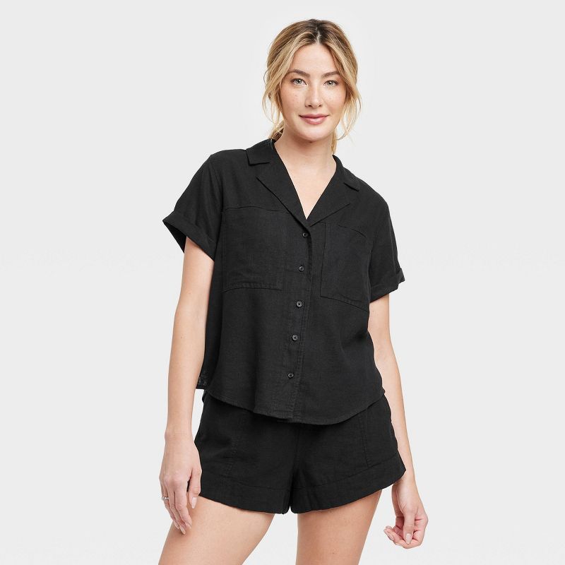 Women's Linen Short Sleeve Button-Down Shirt - Universal Thread™ | Target