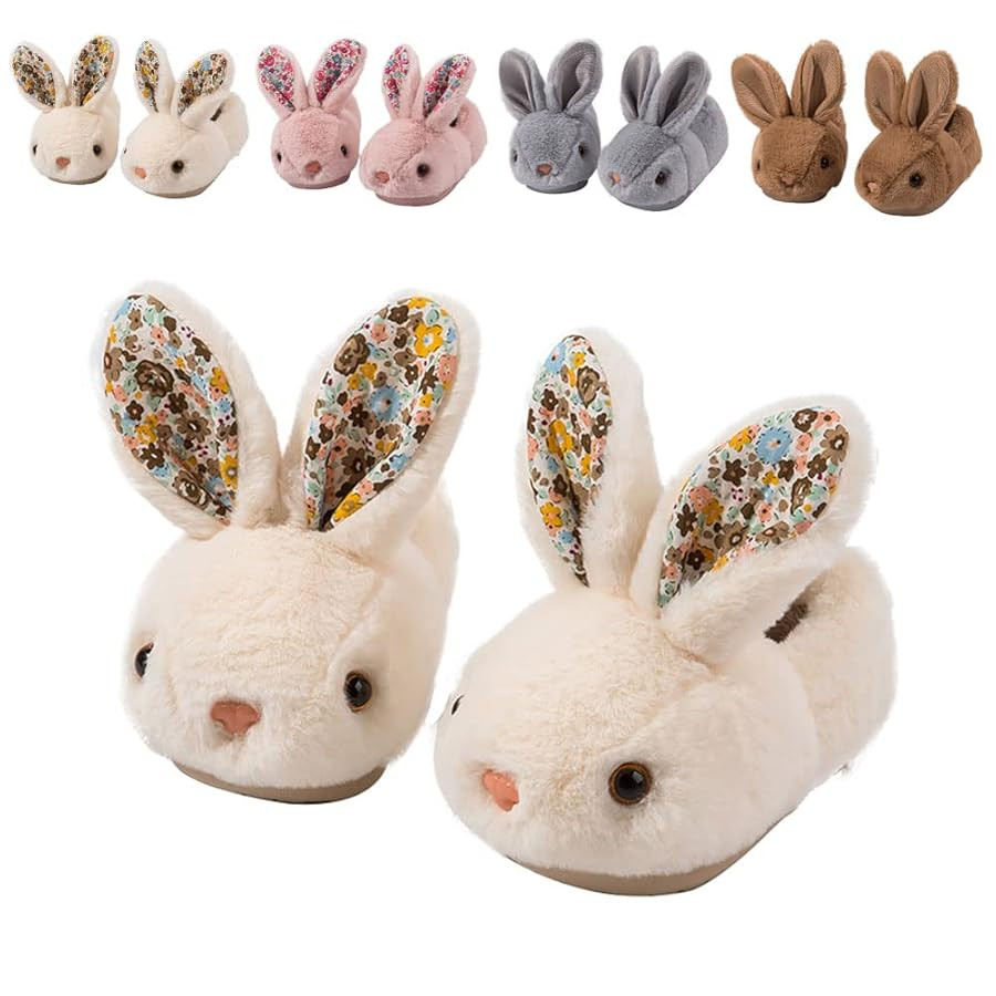 Toddler Rabbit Winter Slippers - Soft Plush Indoor Bunny Slippers for Girls & Boys | Amazon (US)