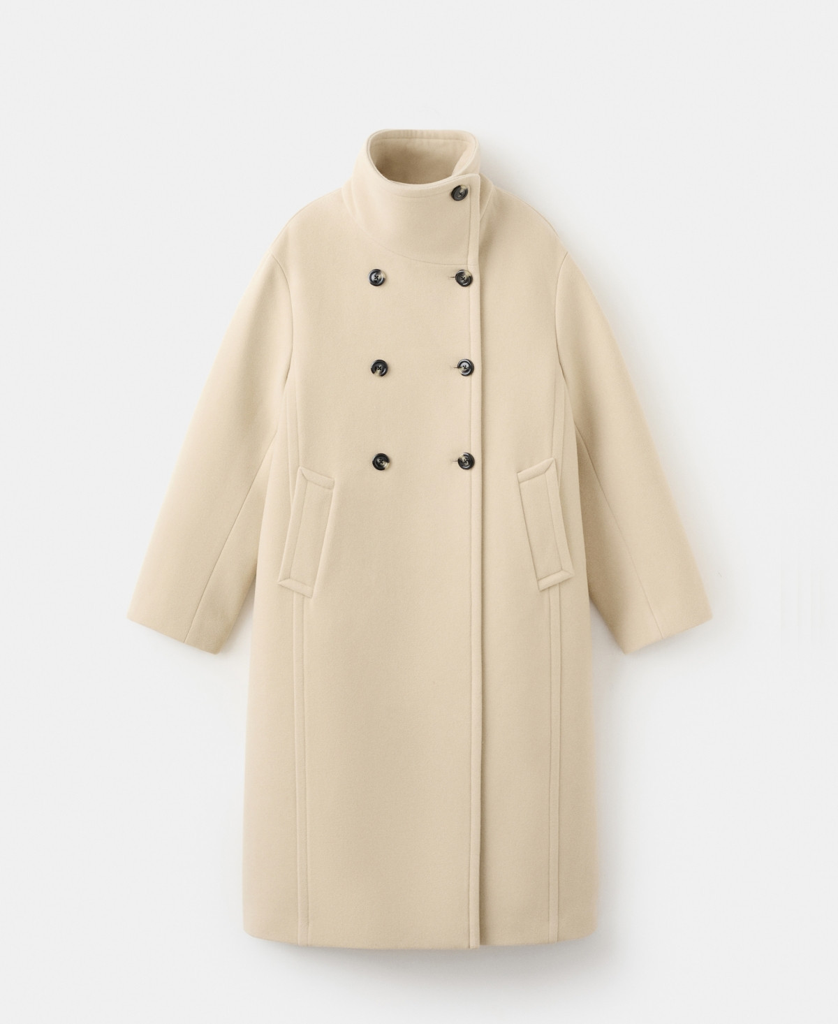 Mango Women's Wool-Blend Funnel-Neck Coat - Vanilla | Macy's