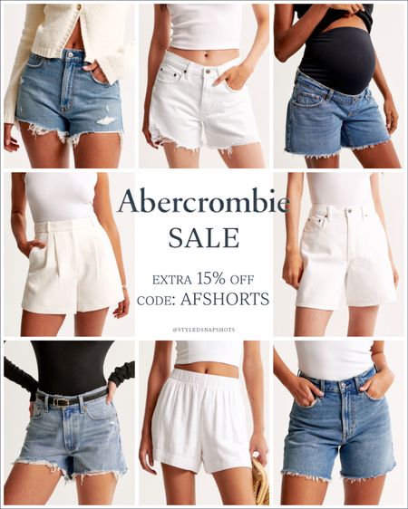 Abercrombie shorts are 25% off plus an additional 15% off with code AFSHORTS // the mom shorts are my favorite style // fit tts, but size up if between sizes 

denim shorts, white shorts 

#LTKStyleTip #LTKSeasonal #LTKFindsUnder50