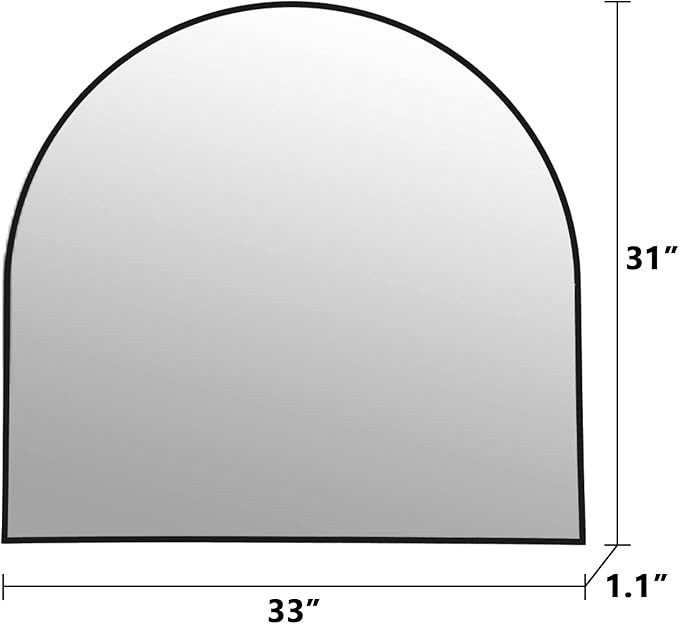 Amgngala Arched Mirror, 33" x 31" Wall Mirror for Bathroom, Black Metal Frame Vanity Mirror, Dres... | Amazon (US)