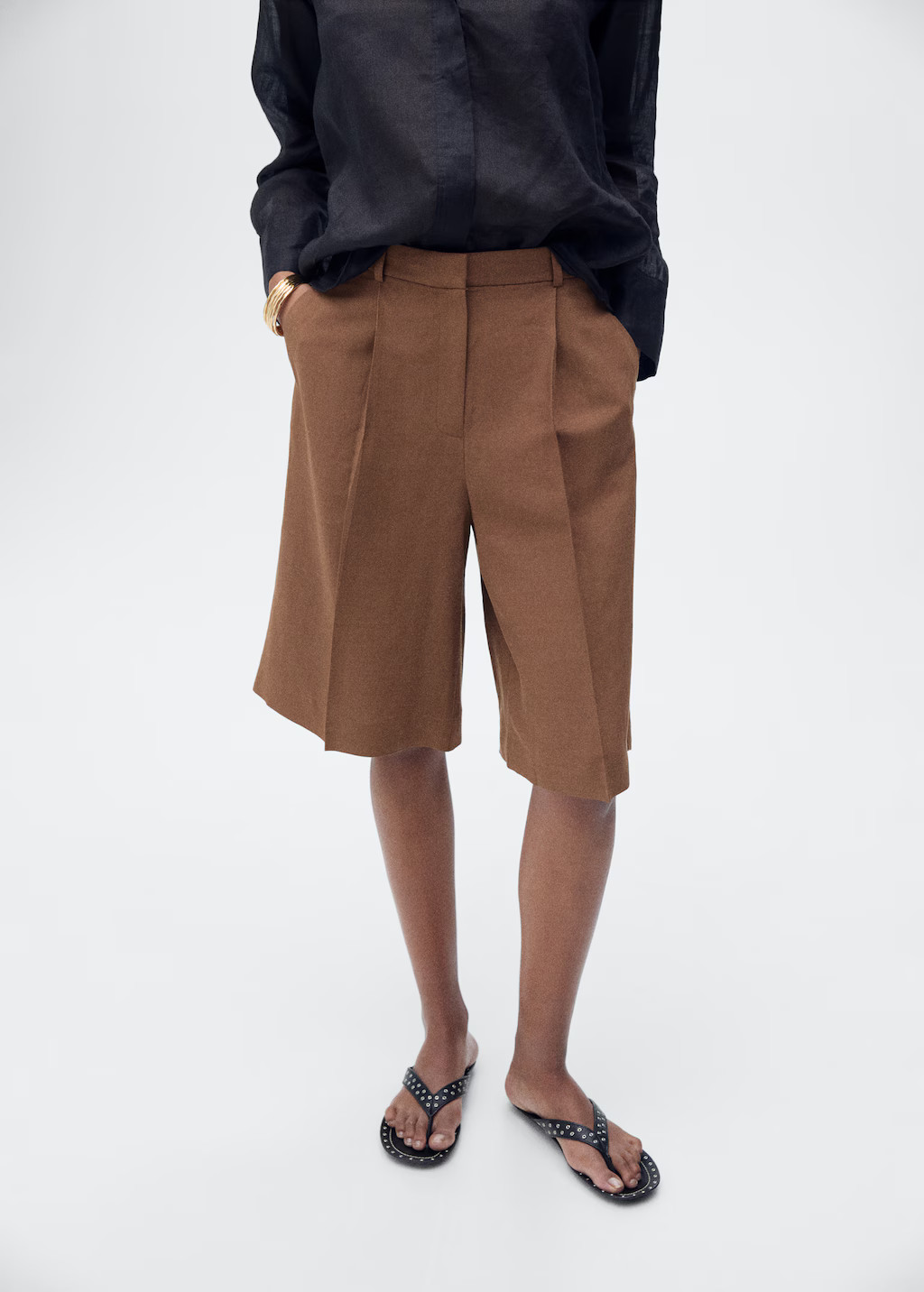 Linen-blend suit bermuda shorts - Women | MANGO United Kingdom | MANGO (UK)