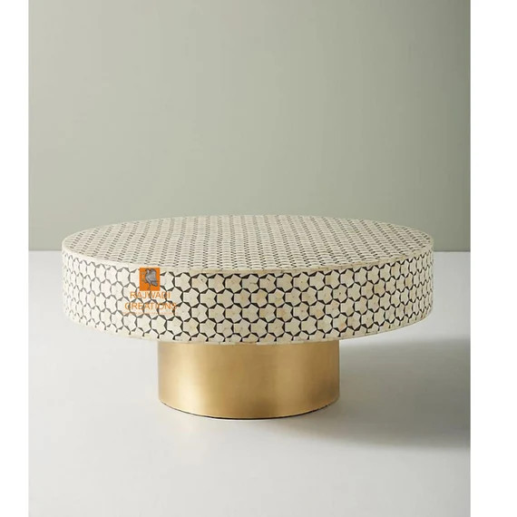 Handmade Bone Inlay Wooden Modern Pattern Coffee Table - Etsy | Etsy (US)