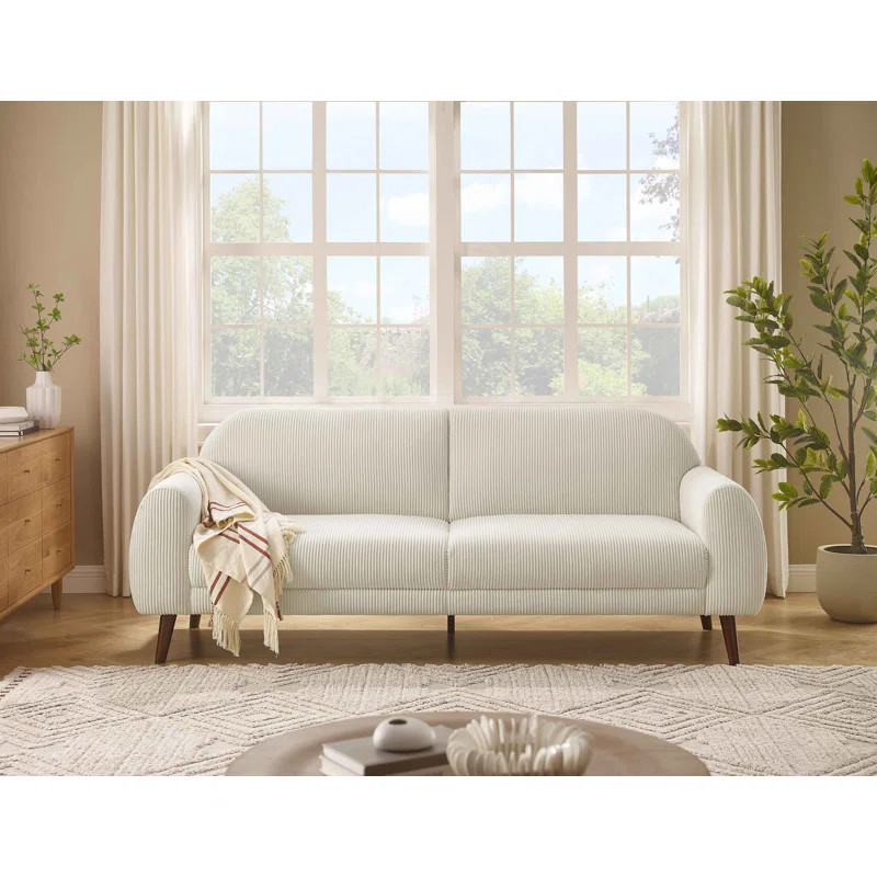 MINIMORE Modern Style 87.4"W Iris 3Seater Round Arm Mid-century Sofa | Wayfair North America