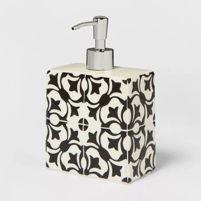 Mallorca Ceramic With Faux Mosaic Look Soap/Lotion Dispenser White - Opalhouse™ | Target