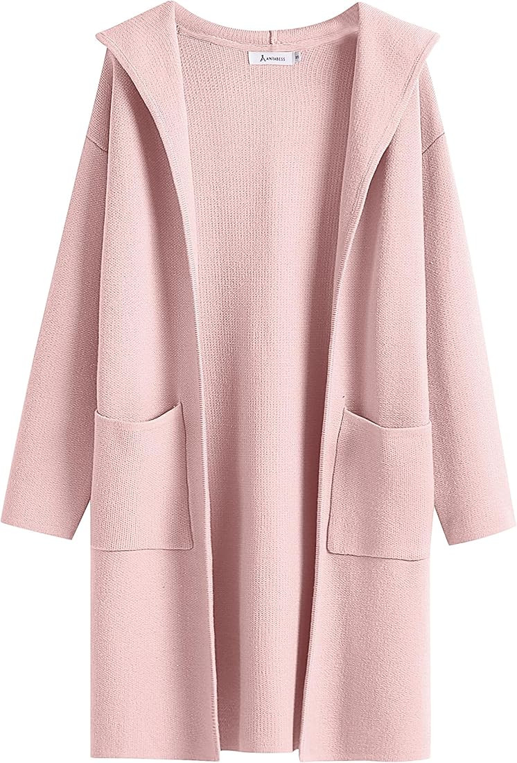 ANRABESS Cardigan for Women Open Front Oversized Hoodie Sweater Coat Casual Pockets Knit Coatigan... | Amazon (US)