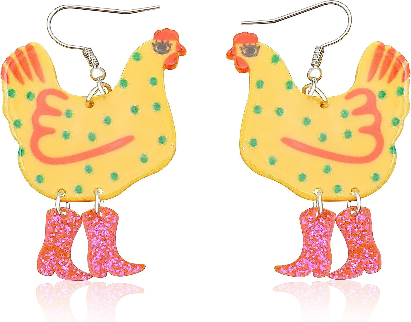 Acrylic Boot Big Chicken Earrings,Funny Colorful Boots Chicken Drop Dangle Earrings,Cock Hen Foot... | Amazon (US)