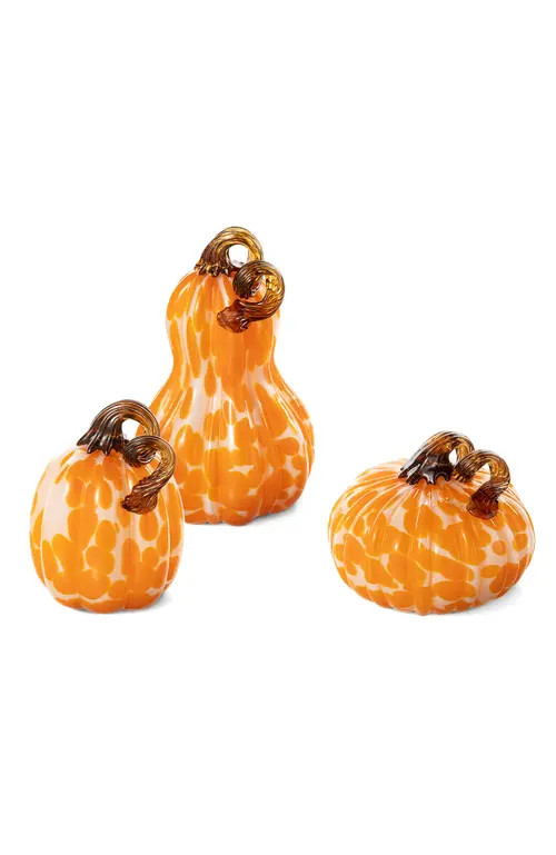 Glitzhome Set of 3 Glass Pumpkin & Gourd in Orange at Nordstrom, Size Medium | Nordstrom