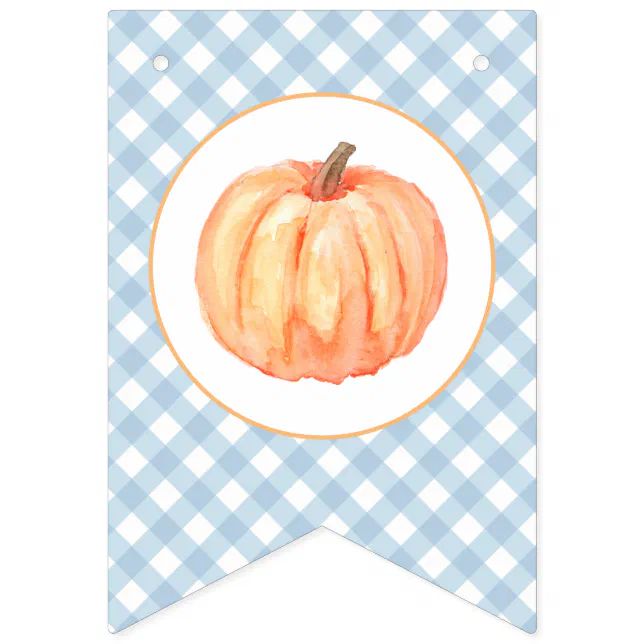 Little Pumpkin light blue plaid first birthday Bunting Flags | Zazzle | Zazzle