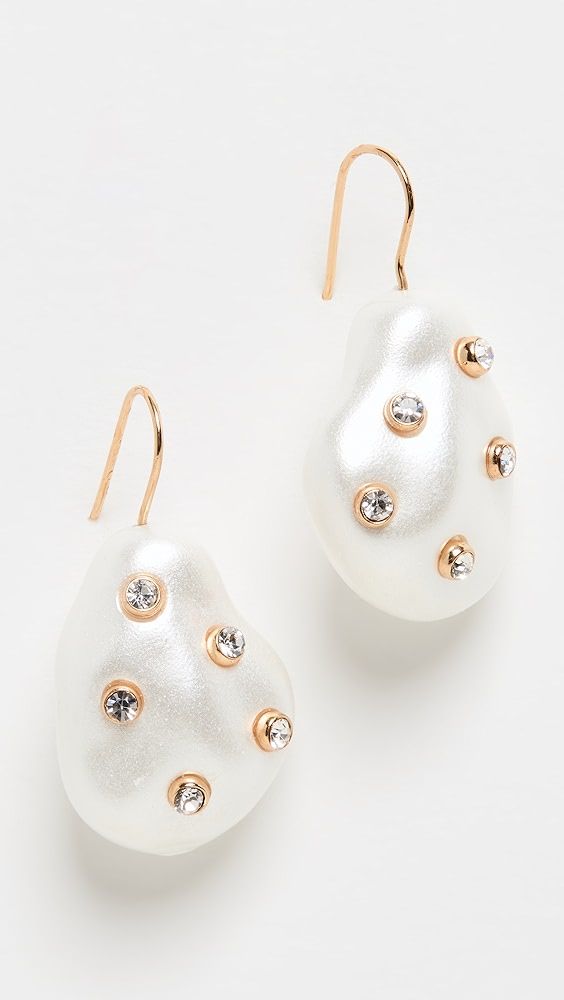 Kenneth Jay Lane Gold With White Pearl Earrings | Shopbop | Shopbop