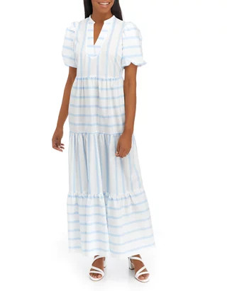 Women's Gathered Sleeve Striped Maxi Dress | Belk