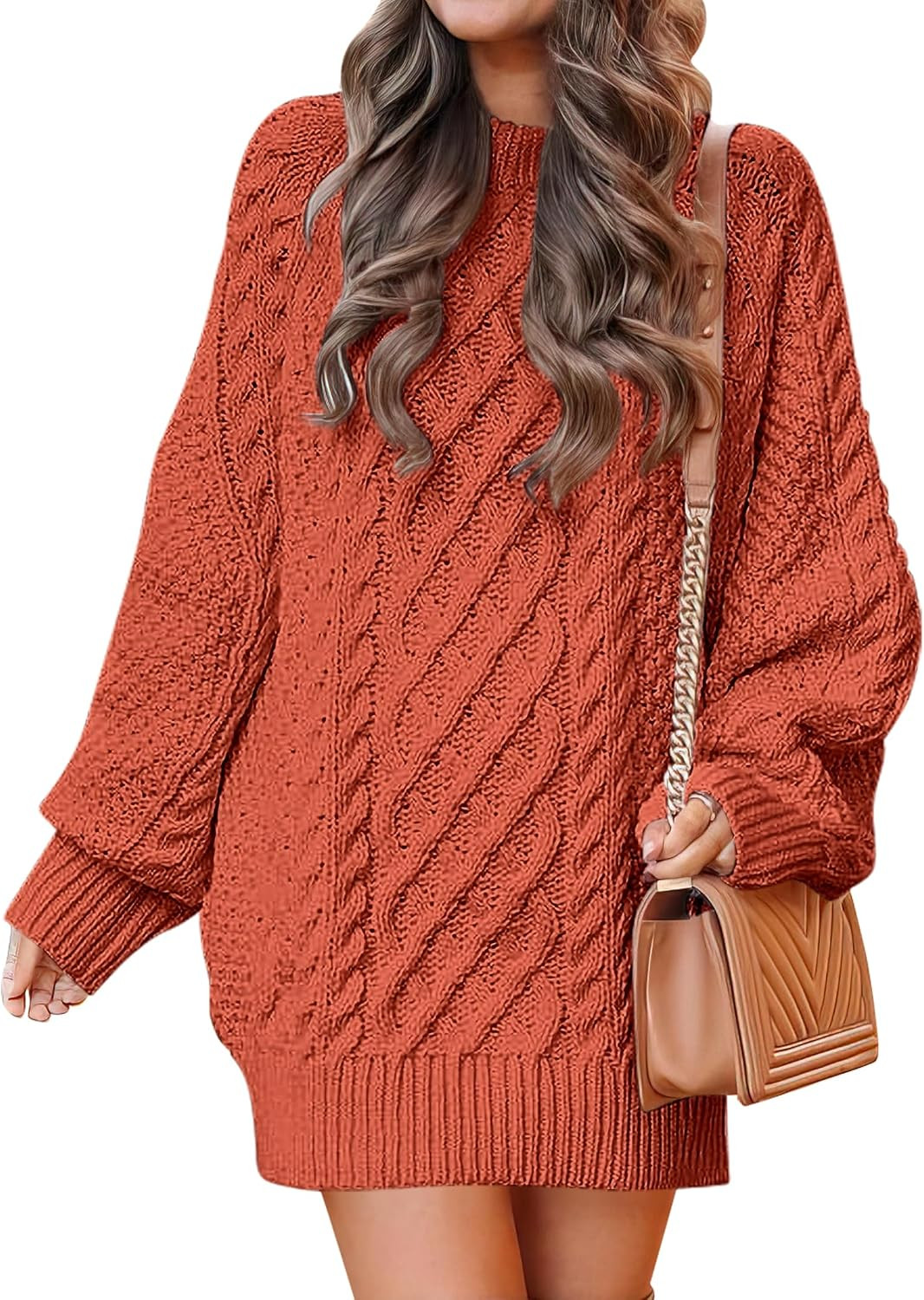 ANRABESS Sweater Dress for Women Oversized Cable Knit Fall Long Sleeve | Amazon (US)