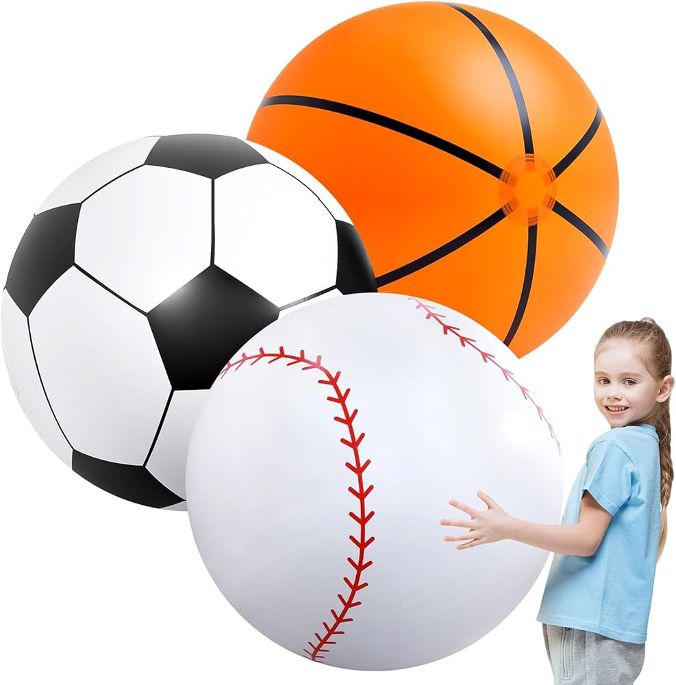 Lewtemi 3 Pcs 27 Inch / 40 Inch Giant Inflatable Sports Balls Large Inflatable Beach Ball Inflata... | Amazon (US)