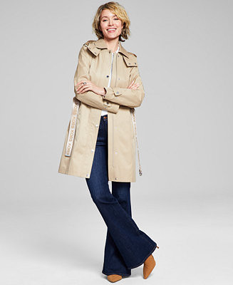 Women's Petite Hooded Belted Trench Coat, Created for Macy's | Macy's