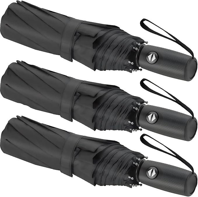 Liberty Imports 3 Pack Windproof Travel Rain Umbrellas - Compact, Light, Automatic, Strong and Po... | Amazon (US)