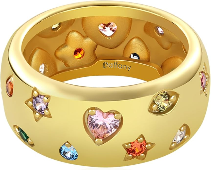 Daffany Moon Star Sun Statement Ring for Women 14K Gold Plated CZ Rings for Women Rings for Women... | Amazon (US)