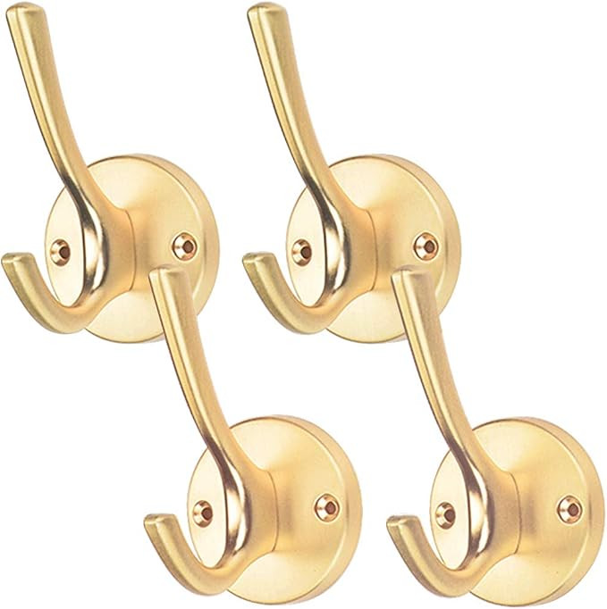 Gold Coat Hooks for Wall Decorative ZUONAI 4 Pack Heavy Duty Metal Hooks for Hanging Coats and Ha... | Amazon (US)