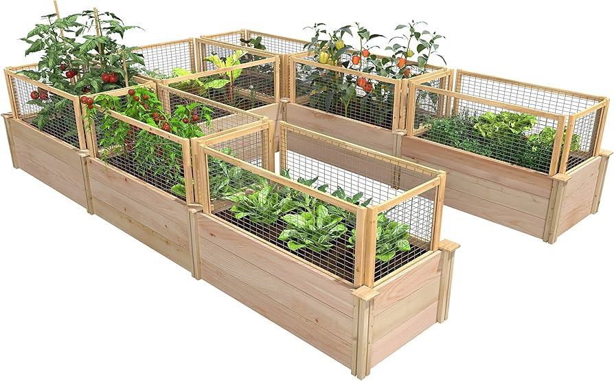 Greenes Fence Premium Cedar Raised Garden Bed with CritterGuard Fence System, 8' x 12' x 16.5" U-... | Amazon (US)