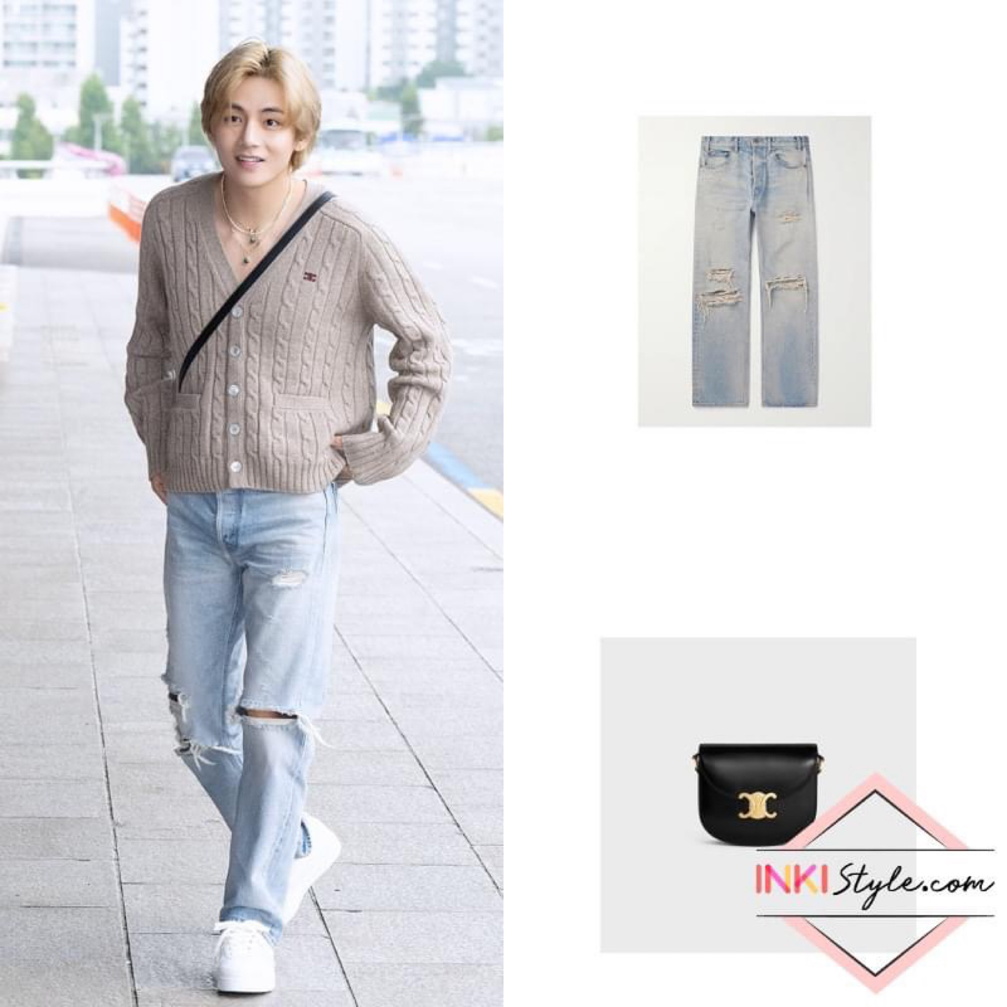 #BTS' #V made muted colors fashionable in his recent airport outfit. 
.
.
.
#btsstyle #btsfashion #vstyle #vfashion #방탄소년단 #방탄소년단패션 #뷔 #뷔패션 #celine #inkistyle #inkistyle_bts #inkistyle_v #inkistyle_celine