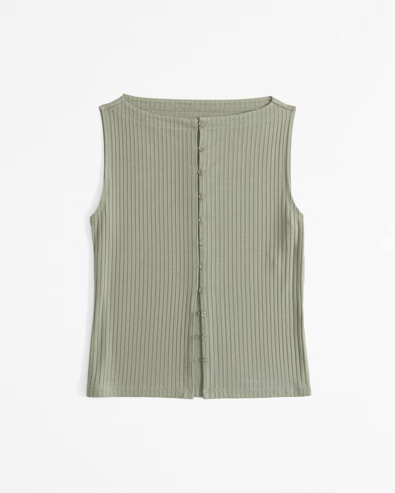 Wide Rib Button-Through Slash Top | Abercrombie & Fitch (US)