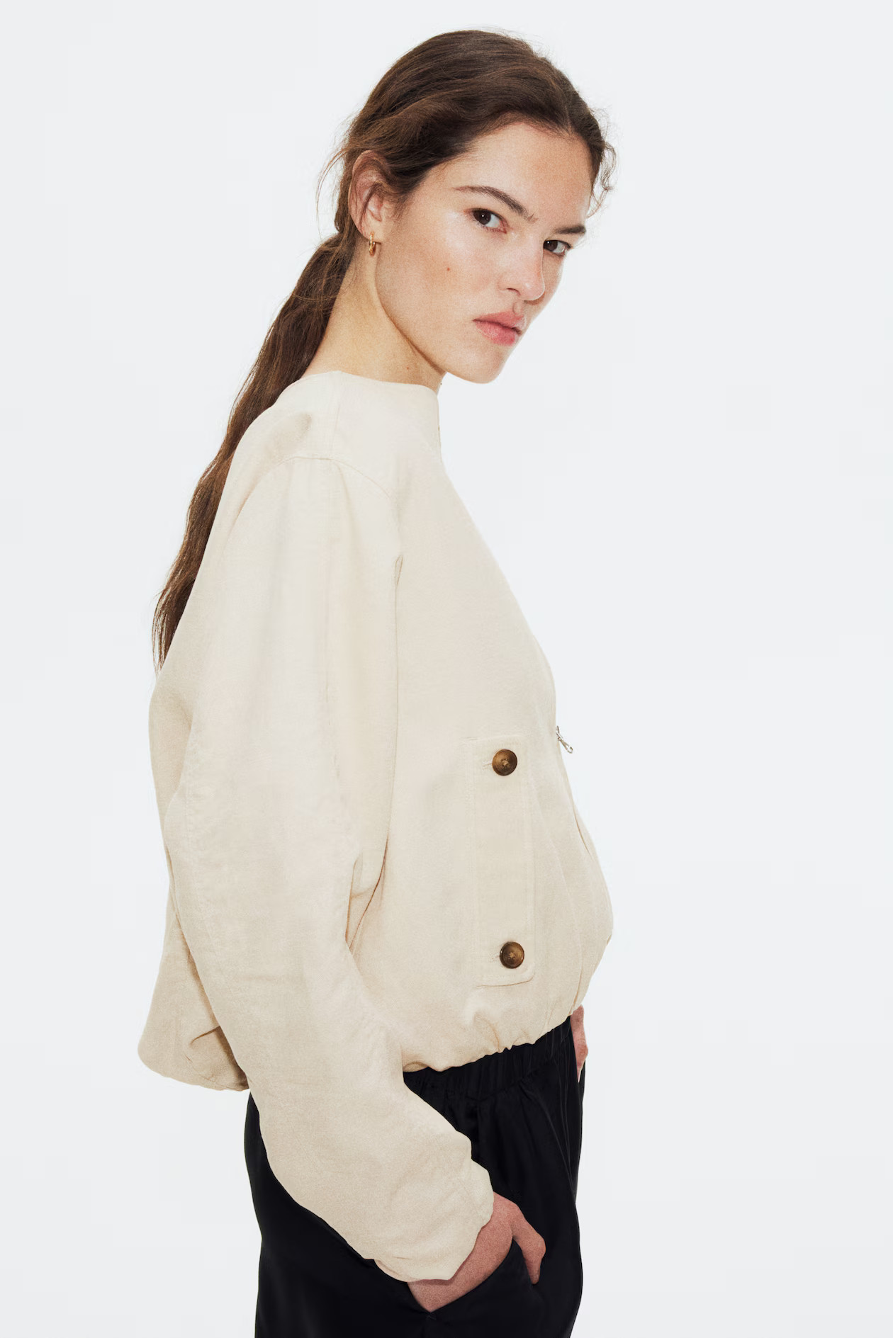 Linen-blend bomber jacket | H&M (UK, MY, IN, SG, PH, TW, HK)