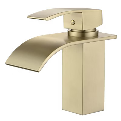 SUMERAIN waterfall single-handle bathroom faucet in brushed gold