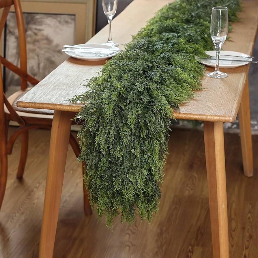 Real Touch Christmas Cedar Garland -6ft Artificial Garlands Faux Cedar Fake Pine Needles Garland ... | Amazon (US)