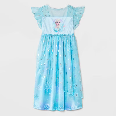 Toddler Girls' Frozen Elsa Fantasy NightGown - Blue 3T | Target