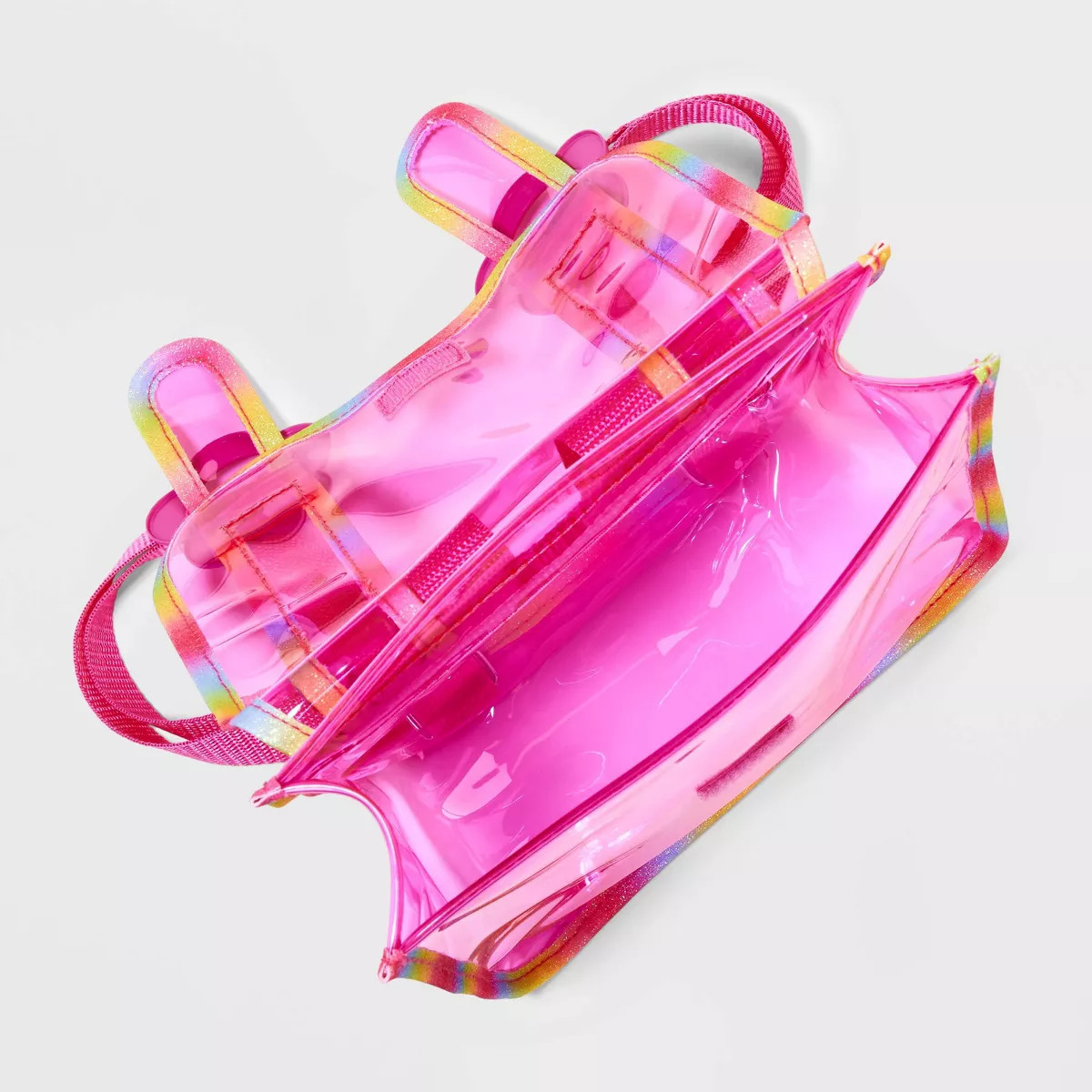 Kids' 11" Rainbow Jelly Clear Mini Backpack with Flower Buckles - Cat & Jack™ Pink | Target