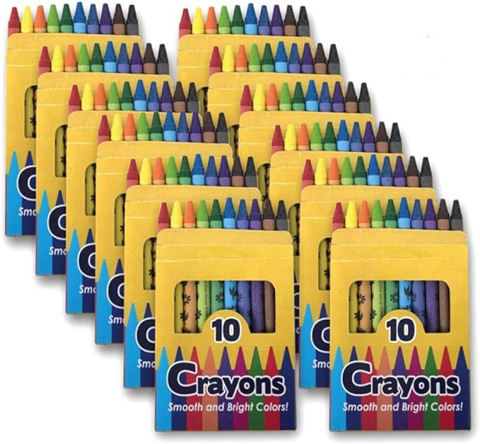 12 Pack Crayons - Wholesale Bright Wax Coloring Crayons in Bulk, 10 Per Box, 12 Box Bundle Art Se... | Amazon (US)