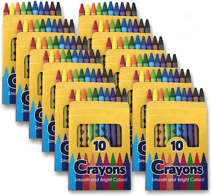 12 Pack Crayons - Wholesale Bright Wax Coloring Crayons in Bulk, 10 Per Box, 12 Box Bundle Art Se... | Amazon (US)