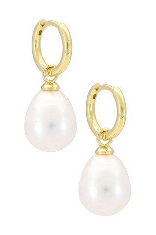 Adina's Jewels Pearl Drop Huggie Earring in Gold from Revolve.com | Revolve Clothing (Global)